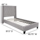 Light Gray,Twin |#| Twin Size Tufted Lt Gray Fabric Platform Bed w/ Accent Nail Trim Extended Sides