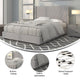 Light Gray,Queen |#| Queen Size Tufted Lt Gray Fabric Platform Bed w/Accent Nail Trim Extended Sides