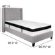 Light Gray,Twin |#| Twin Size Tufted Light Gray Fabric Platform Bed with Accent Nail Trim & Mattress