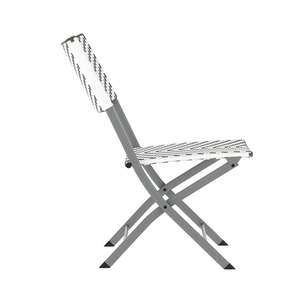 Gray & White |#| 3PC Gray/White and Charcoal Indoor/Outdoor PE Rattan Folding Bistro Set