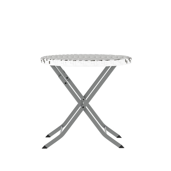 Gray & White |#| 3PC Gray/White and Charcoal Indoor/Outdoor PE Rattan Folding Bistro Set