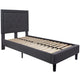 Dark Gray,Twin |#| Twin Size Panel Tufted Upholstered Platform Bed in Dark Gray Fabric