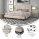 Beige,King |#| King Size Panel Tufted Upholstered Platform Bed in Beige Fabric