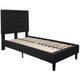 Black,Twin |#| Twin Size Panel Tufted Upholstered Platform Bed in Black Fabric