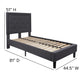 Dark Gray,Twin |#| Twin Size Panel Tufted Upholstered Platform Bed in Dark Gray Fabric