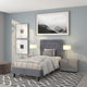 Light Gray,Twin |#| Twin Size Panel Tufted Upholstered Platform Bed in Light Gray Fabric