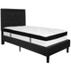 Black,Twin |#| Twin Size Panel Tufted Black Fabric Platform Bed with Memory Foam Mattress