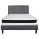 Light Gray,Queen |#| Queen Size Panel Tufted Light Gray Fabric Platform Bed with Memory Foam Mattress
