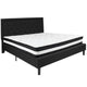 Black,King |#| King Size Panel Tufted Black Fabric Platform Bed with Pocket Spring Mattress