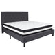 Dark Gray,King |#| King Size Panel Tufted Dk Gray Fabric Platform Bed with Pocket Spring Mattress