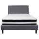 Light Gray,Queen |#| Queen Size Panel Tufted Lt Gray Fabric Platform Bed with Pocket Spring Mattress