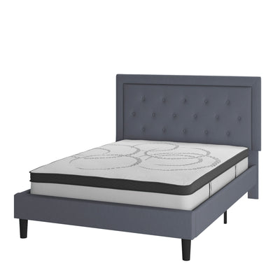 Roxbury Tufted Upholstered Platform Bed with 10 Inch CertiPUR-US Certified Foam and Pocket Spring Mattress - View 1