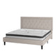 Beige,King |#| King Tufted Platform Bed in Beige Fabric with 10 Inch Pocket Spring Mattress