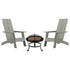 Sawyer Set of 2 Modern All-Weather 2-Slat Poly Resin Adirondack Chairs with 22" Round Wood Burning Fire Pit