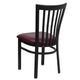 Burgundy Vinyl Seat/Black Metal Frame |#| Black School House Back Metal Restaurant Chair - Burgundy Vinyl Seat