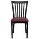 Burgundy Vinyl Seat/Black Metal Frame |#| Black School House Back Metal Restaurant Chair - Burgundy Vinyl Seat