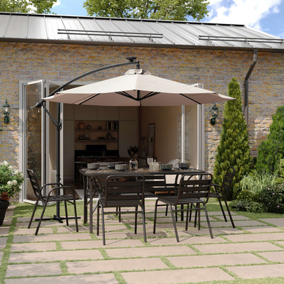 Sedona Commercial Grade 10ft Round Solar LED Cantilever Umbrella with Easy Lift and Tilt Function, Built in Cross Base - View 2