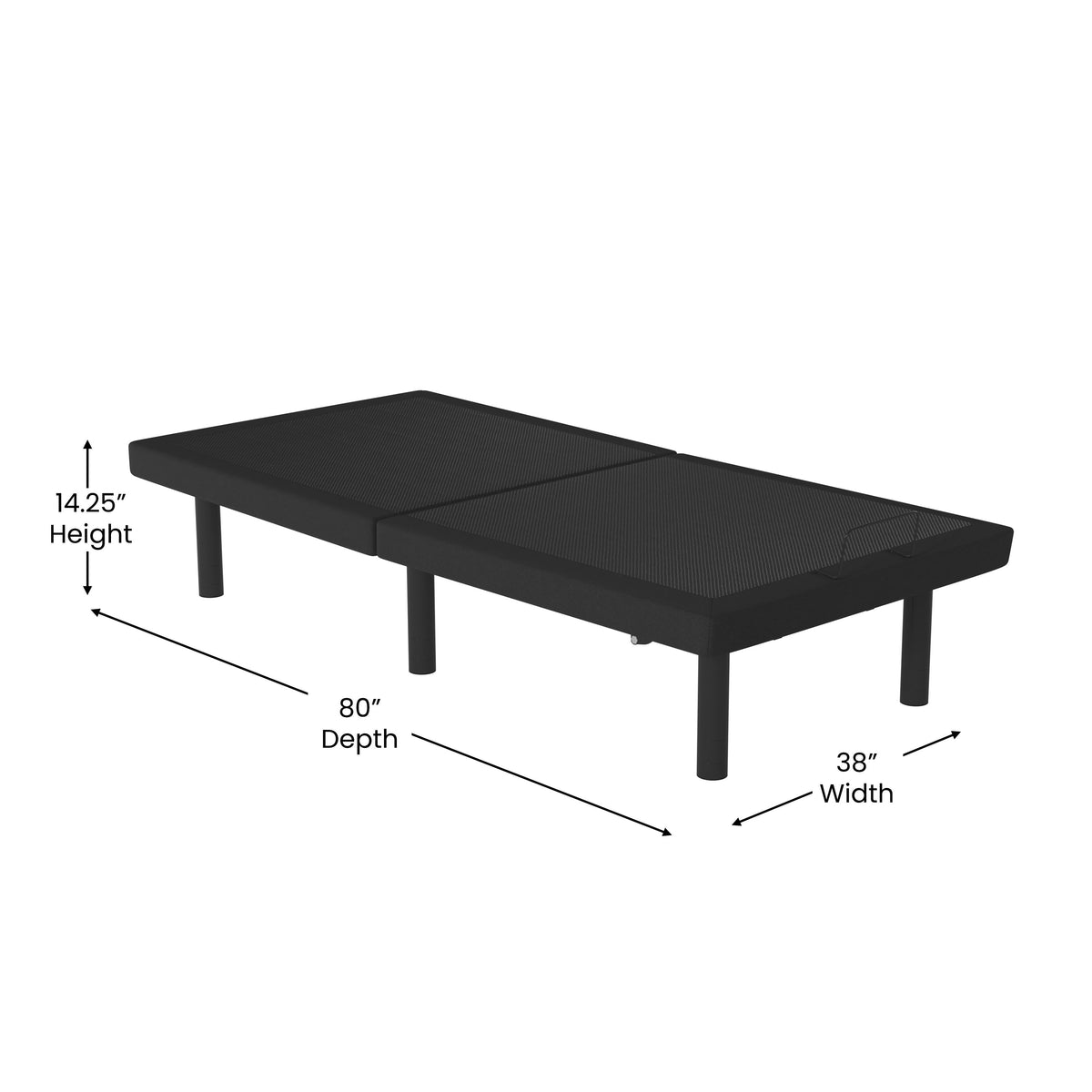 Twin XL |#| Anti-skid Black Upholstered Adjustable Bed Base with Wireless Remote-Twin XL
