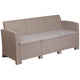 Light Gray |#| Light Gray Faux Rattan Sofa with All-Weather Light Gray Cushions - Patio Chair