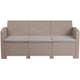 Light Gray |#| Light Gray Faux Rattan Sofa with All-Weather Light Gray Cushions - Patio Chair