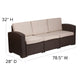 Beige Cushions/Chocolate Brown Frame |#| Chocolate Brown Faux Rattan Sofa with All-Weather Beige Cushions
