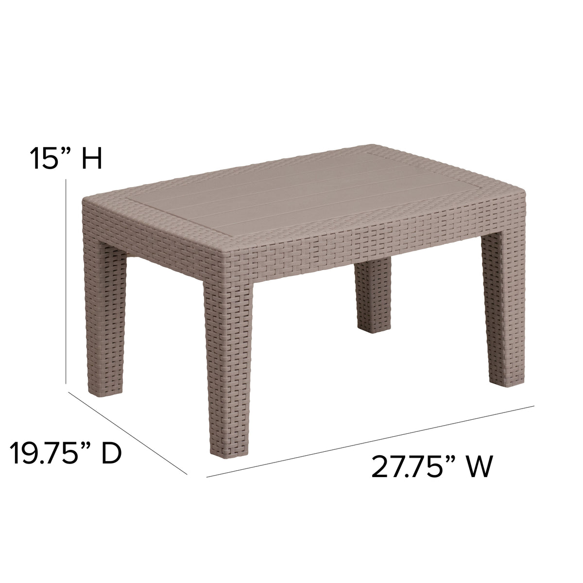Light Gray |#| Light Gray Faux Rattan Coffee Table - Outdoor Accent Table - Patio Furniture