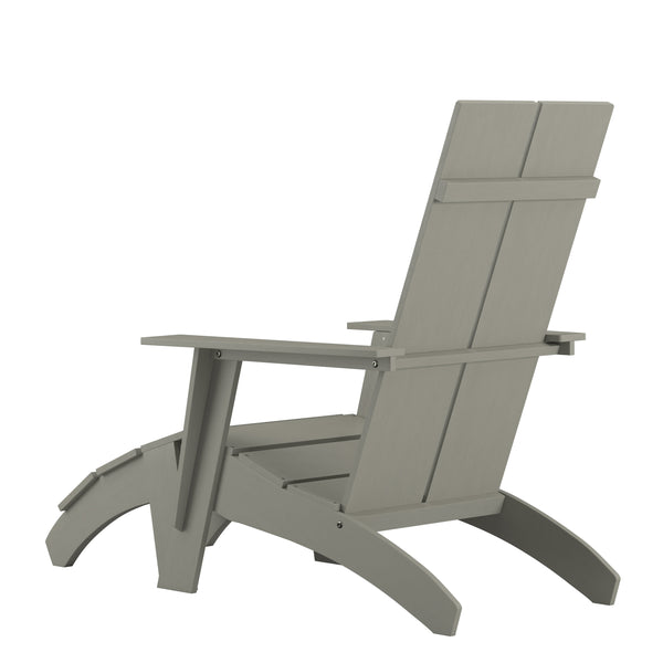 Gray |#| Set of 2 Indoor/Outdoor 2-Slat Adirondack Style Chairs & Footrests in Gray