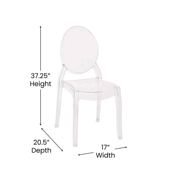 Set of 4 Extra Wide Resin All-Weather Transparent Crystal Ghost Banquet Chairs