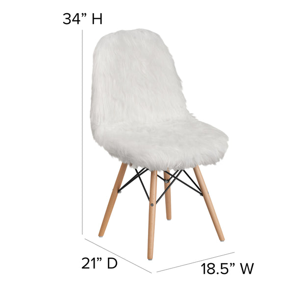 White |#| Shaggy Dog White Accent Chair - Dorm Furniture - Retro Chair - Faux Fur Chair