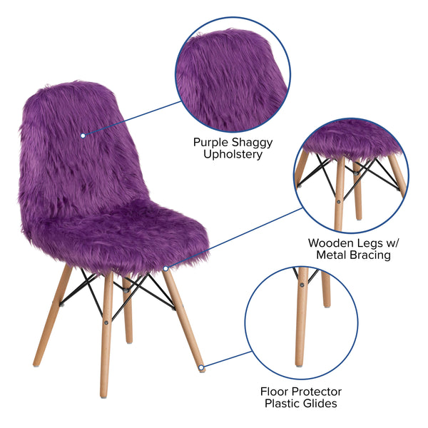 Purple |#| Shaggy Dog Purple Accent Chair - Dorm Chair - Retro Chair - Faux Fur Chair