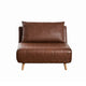 Brown |#| Convertible Tri-Fold Chair with Pillow and Hideaway Legs in Brown LeatherSoft