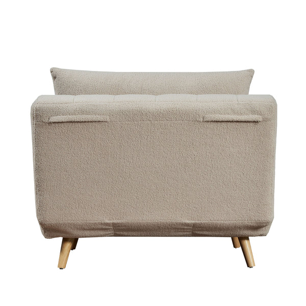 Cream |#| Convertible Tri-Fold Chair with Pillow and Hideaway Legs in Cream Boucle