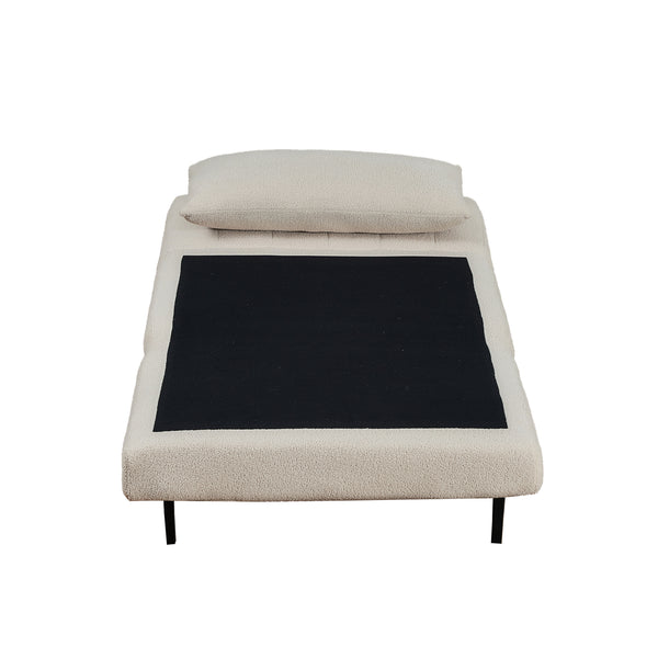 Cream |#| Convertible Tri-Fold Chair with Pillow and Hideaway Legs in Cream Boucle