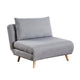 Light Gray |#| Convertible Tri-Fold Chair with Pillow and Hideaway Legs in Light Gray Fabric