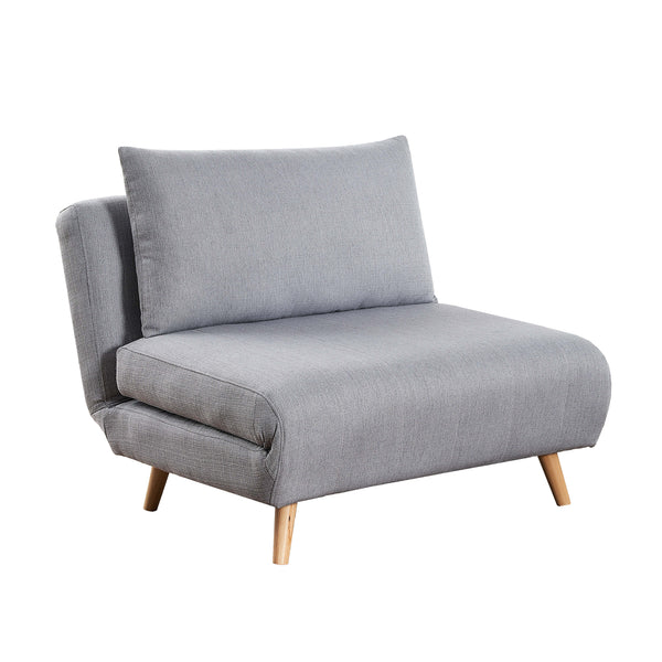 Light Gray |#| Convertible Tri-Fold Chair with Pillow and Hideaway Legs in Light Gray Fabric