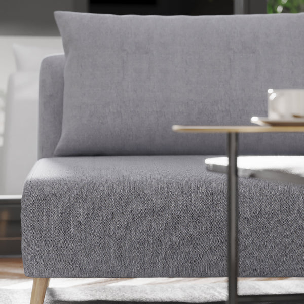 Light Gray |#| Convertible Tri-Fold Chair with Pillow and Hideaway Legs in Light Gray Fabric
