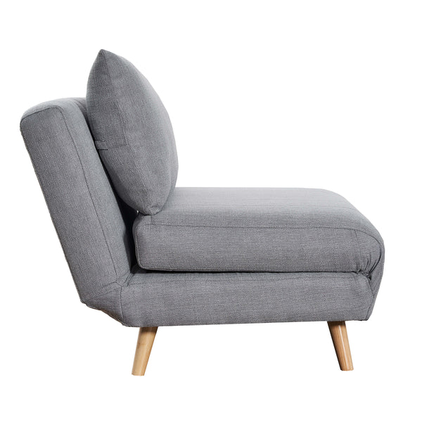 Light Gray |#| Convertible Tri-Fold Chair with Pillow and Hideaway Legs in Light Gray Fabric