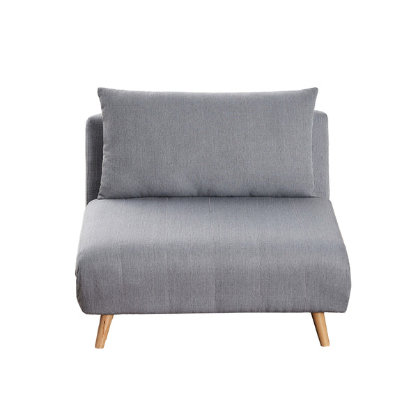 Light Gray |#| Convertible Tri-Fold Chair with Pillow and Hideaway Legs in Light Gray Fabric