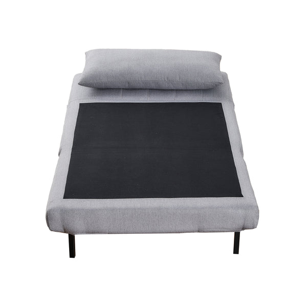 Light Gray |#| Convertible Tri-Fold Chair with Pillow and Hideaway Legs in Light Gray Fabric