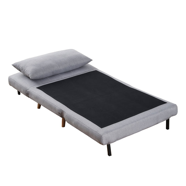 Light Gray |#| Convertible Tri-Fold Chair with Pillow and Hideaway Legs in Light Gray Fabric