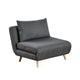 Dark Gray |#| Convertible Tri-Fold Chair with Pillow and Hideaway Legs in Dark Gray Fabric
