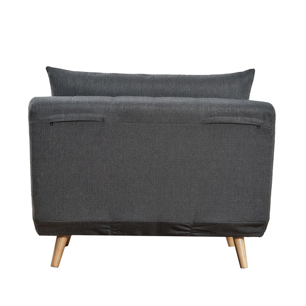 Dark Gray |#| Convertible Tri-Fold Chair with Pillow and Hideaway Legs in Dark Gray Fabric