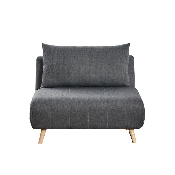 Dark Gray |#| Convertible Tri-Fold Chair with Pillow and Hideaway Legs in Dark Gray Fabric