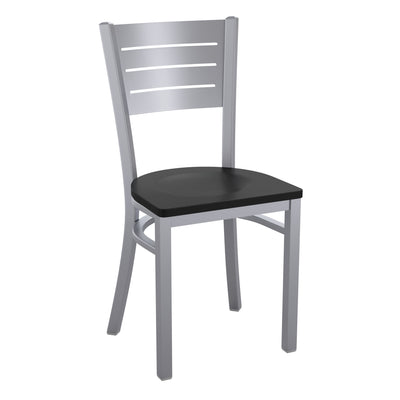 Silver Slat Back Metal Restaurant Chair - View 1