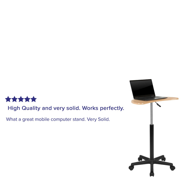 Maple |#| Maple Sit to Stand Mobile Laptop Computer Desk - Portable Rolling Standing Desk