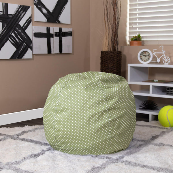 Green Dot |#| Small Green Dot Refillable Bean Bag Chair for Kids and Teens