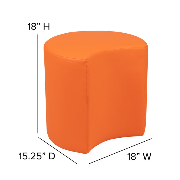 Orange |#| 18inchH Soft Seating Flexible Moon for Classrooms and Common Spaces - Orange