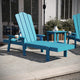 Blue |#| 3pc Commercial Indoor/Outdoor Adirondack Set with 2 Loungers, Side Table in Blue