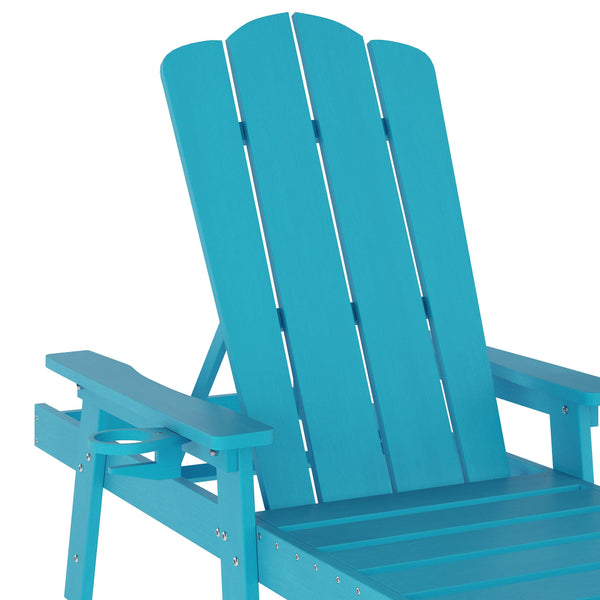 Blue |#| All-Weather Commercial Adjustable Lounge Chair with Fold Out Cupholder - Blue