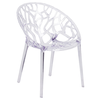 Specter Series Transparent Oval Shaped Stacking Side Chair with Artistic Pattern Design